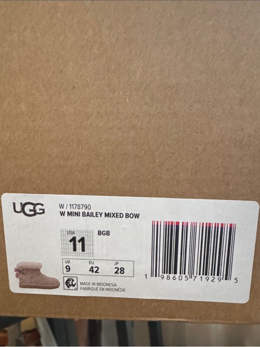 UGG Mini Bailey Mixed Bow Boots - Pink/Taupe